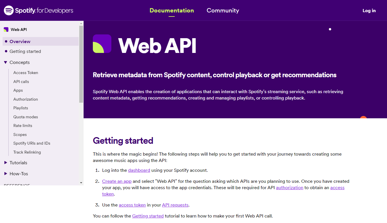 Web API Spotify for Developers
